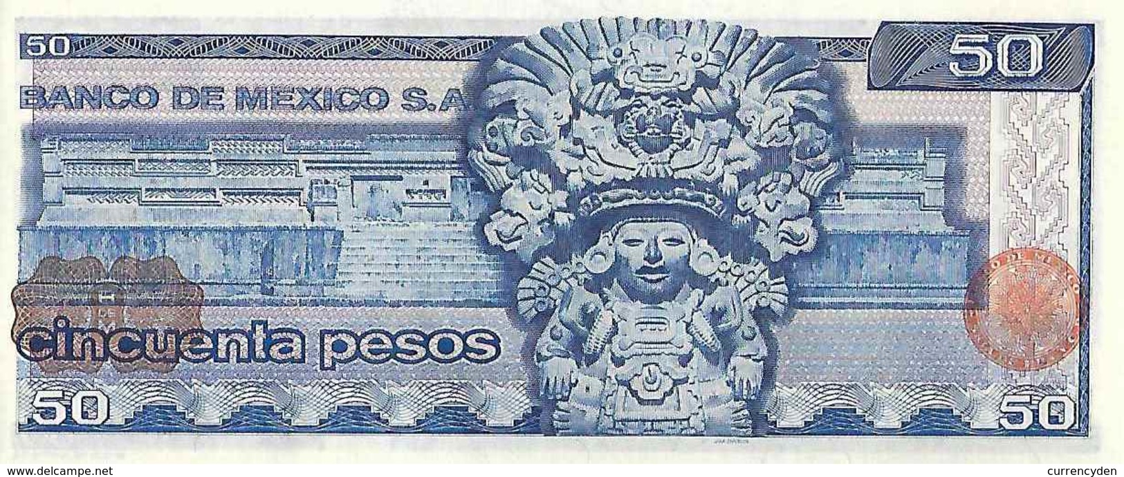 Mexico P67b, 50 Pesos, Juarez / Zapoteca Indian Wind Goddess, 1979 UNC - México