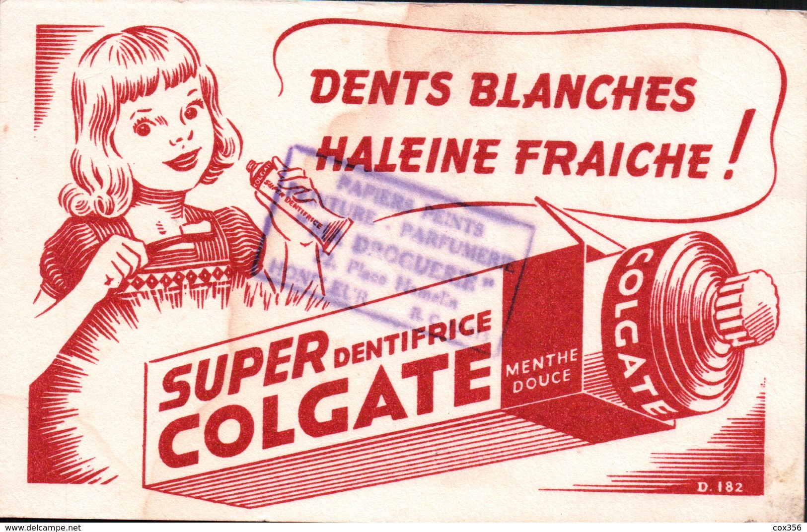 Ancien BUVARD Illustré SUPER COLGATE  , Tampon " MA DROGUERIE " à HONFLEUR - C