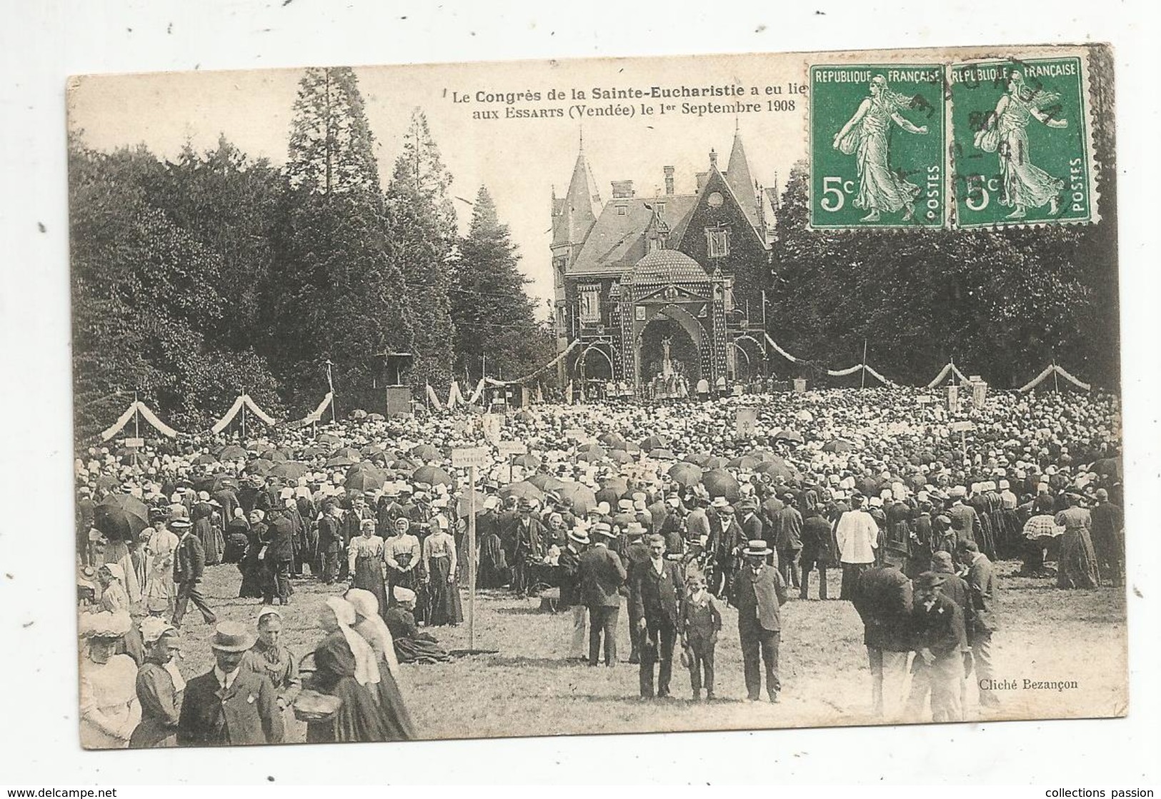 Cp , 85 ,  LES ESSARTS ,  Le Congrés De La SAINTE EUCHARISTIE ,1908, Voyagée - Les Essarts