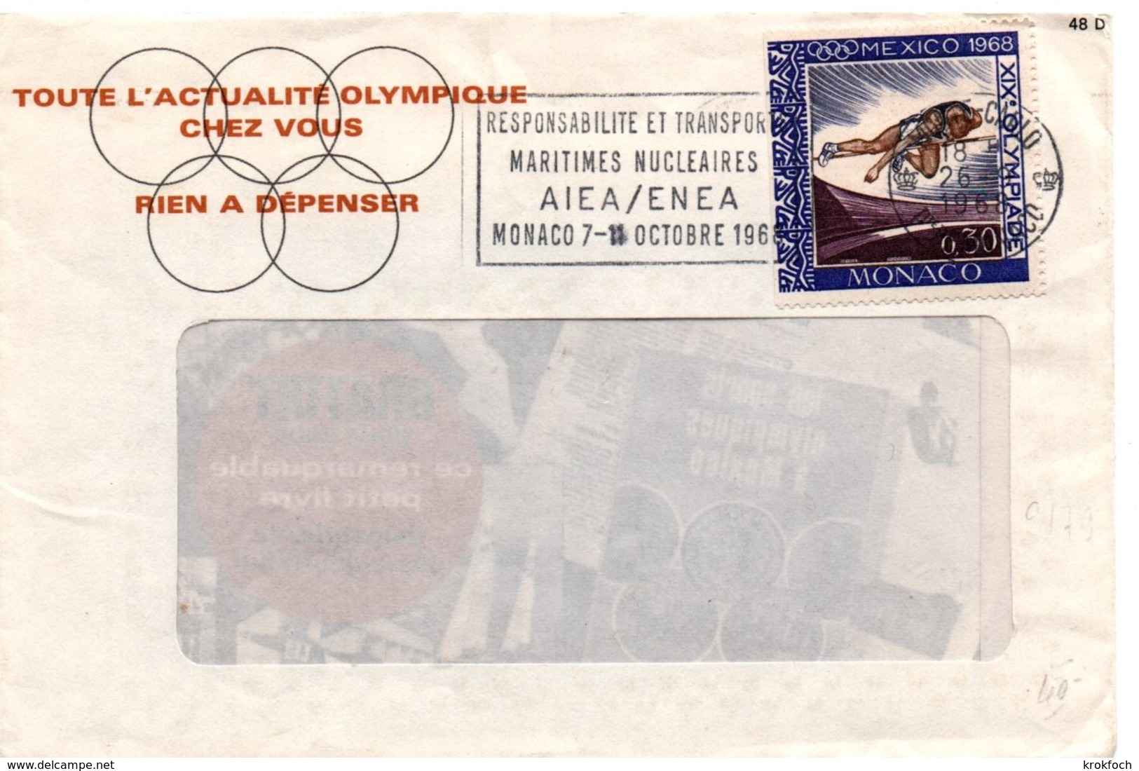 Monte-Carlo 1968 - Transports Maritimes Nucléaires AIEA ENEA - Flamme Nuke Atome Atom - Postmarks