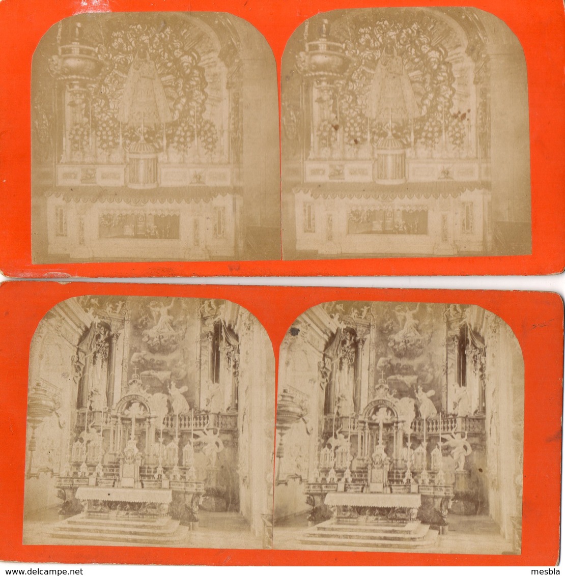 RARE - 4 PHOTOS  STEREOSCOPIQUES - EINSIEDELN  ( Suisse)   - 23 Juin 1883  La Chapelle - La Fontaine De Notre Dame - Stereoscopio