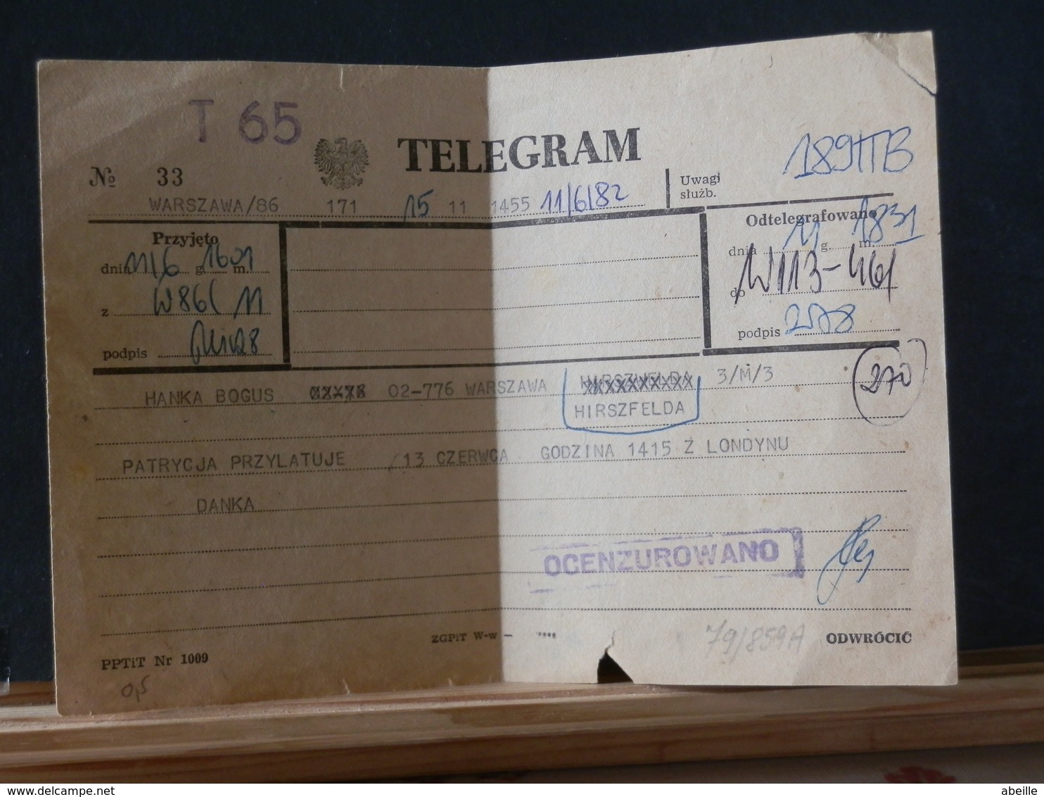 79/858A  TELEGRAM  1982 - Cartas & Documentos