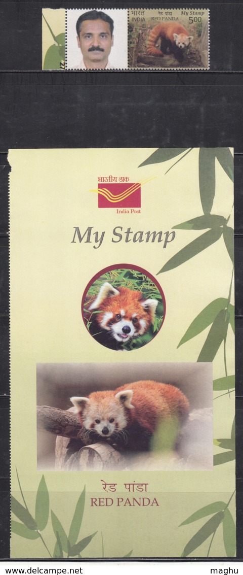 Red Panda On My Stamp Indi A MNH + Information Tab 2018, Animal, - Other & Unclassified
