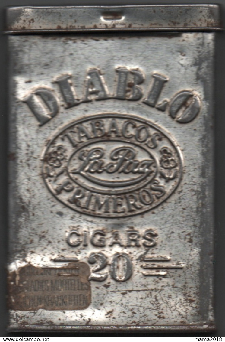 Boite  Métal Blanc  Tabac Vide   Diablo 10 Cm   X 6.5 Cm  2.5 Cm - Empty Tobacco Boxes