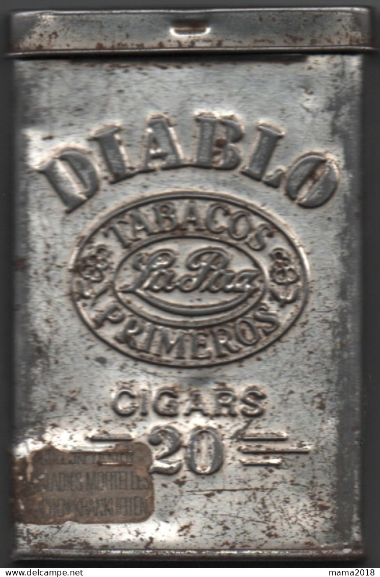 Boite  Métal Blanc  Tabac Vide   Diablo 10 Cm   X 6.5 Cm  2.5 Cm - Contenitori Di Tabacco (vuoti)