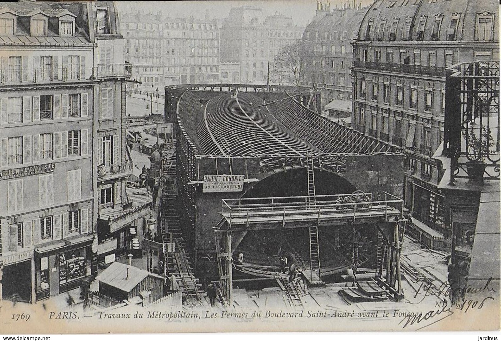 PARIS : Travaux  Du Métropolitain - Les Fermes  Du Boulevard  Saint André  Avant Le Foncage (1906) - Parcs, Jardins