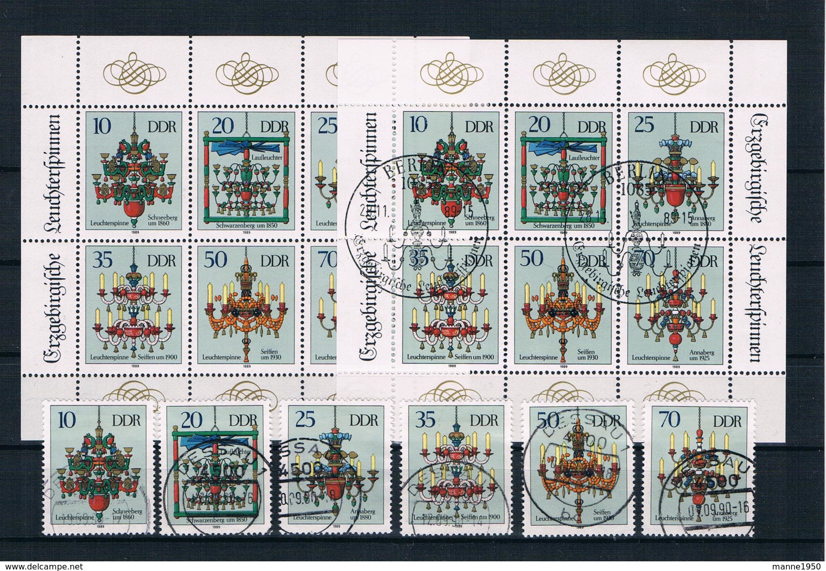 DDR 1989 Leuchterspinnen Mi.Nr. 3289/94 Kleinbogen ** + Gestempelt - Unused Stamps