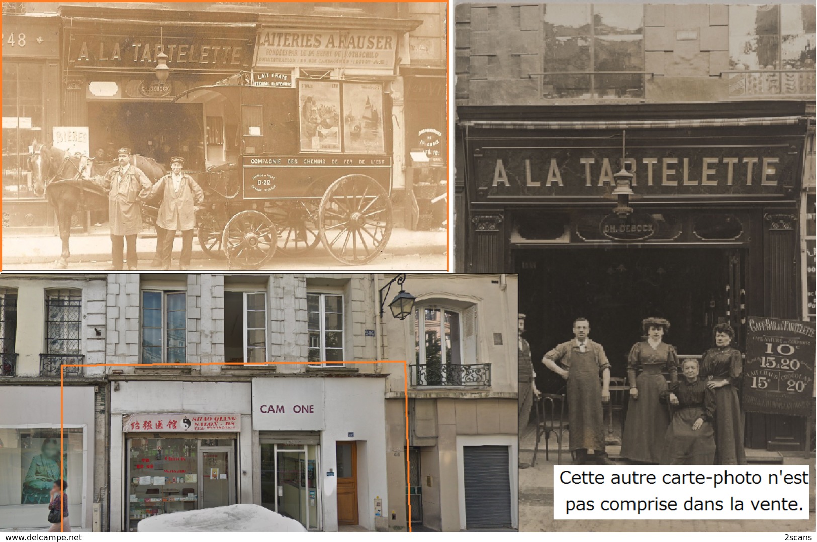 PARIS - Carte-photo Attelage FACTAGE DE VILLE Compagnie Chemins De Fer De L'Est + Devanture Ch.DEBOCK + LAITERIES HAUSER - Arrondissement: 03