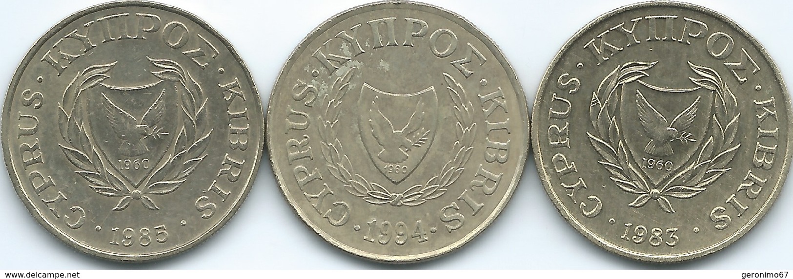 Cyprus - 10 Cents - 1983 (KM56.1) 1985 (KM56.2) 1994 (KM56.3) - Cyprus