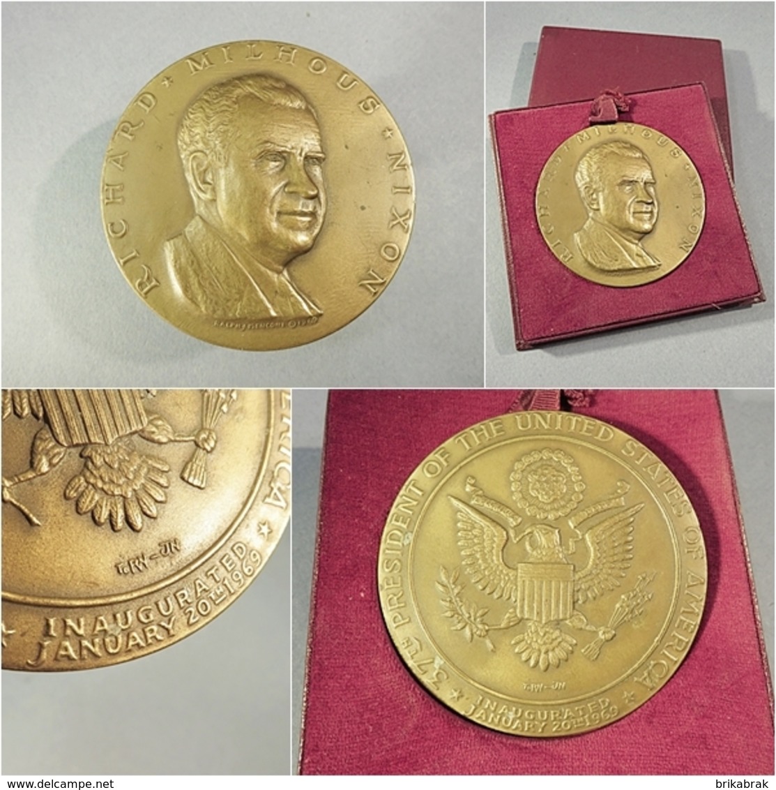 °° MEDAILLE EN BRONZE RICHARD NIXON 1969 + Président Etats Unis Amerique Menconi - Bronzes