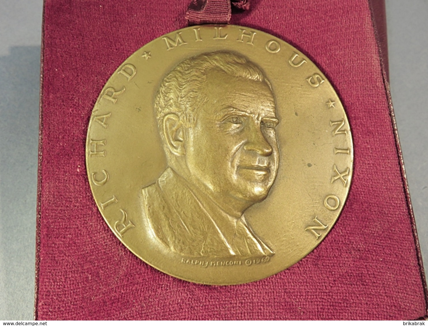 °° MEDAILLE EN BRONZE RICHARD NIXON 1969 + Président Etats Unis Amerique Menconi