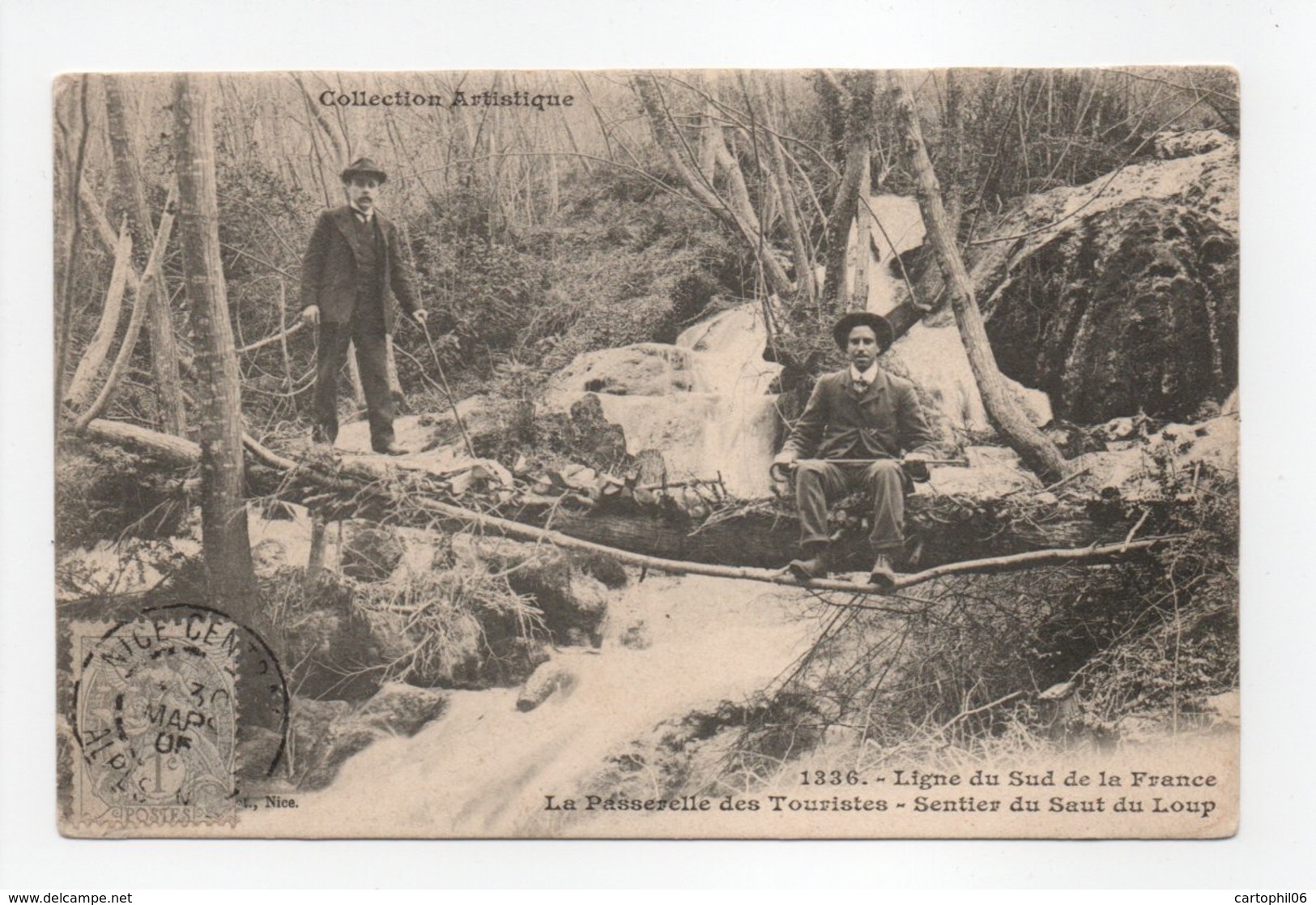 - CPA SENTIER DU SAUT DU LOUP (06) - La Passerelle Des Touristes 1905 (avec Personnages) - Photo Giletta 1336 - - Autres & Non Classés