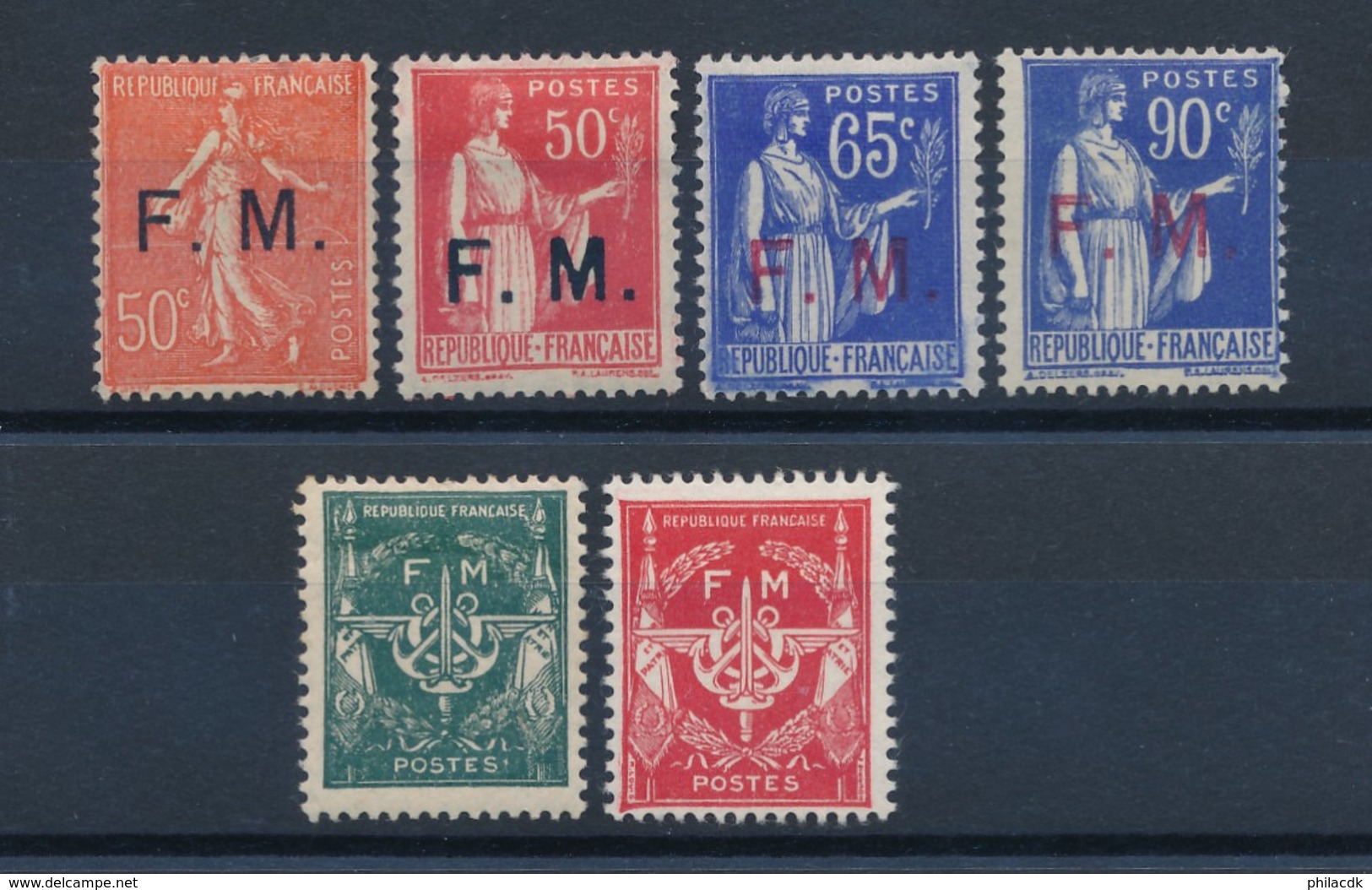 FRANCE - FRANCHISE MILITAIRE N°YT 6/9+11/12 NEUFS* AVEC CHARNIERE - COTE YT : 14€90 - 1929/58 - Timbres De Franchise Militaire