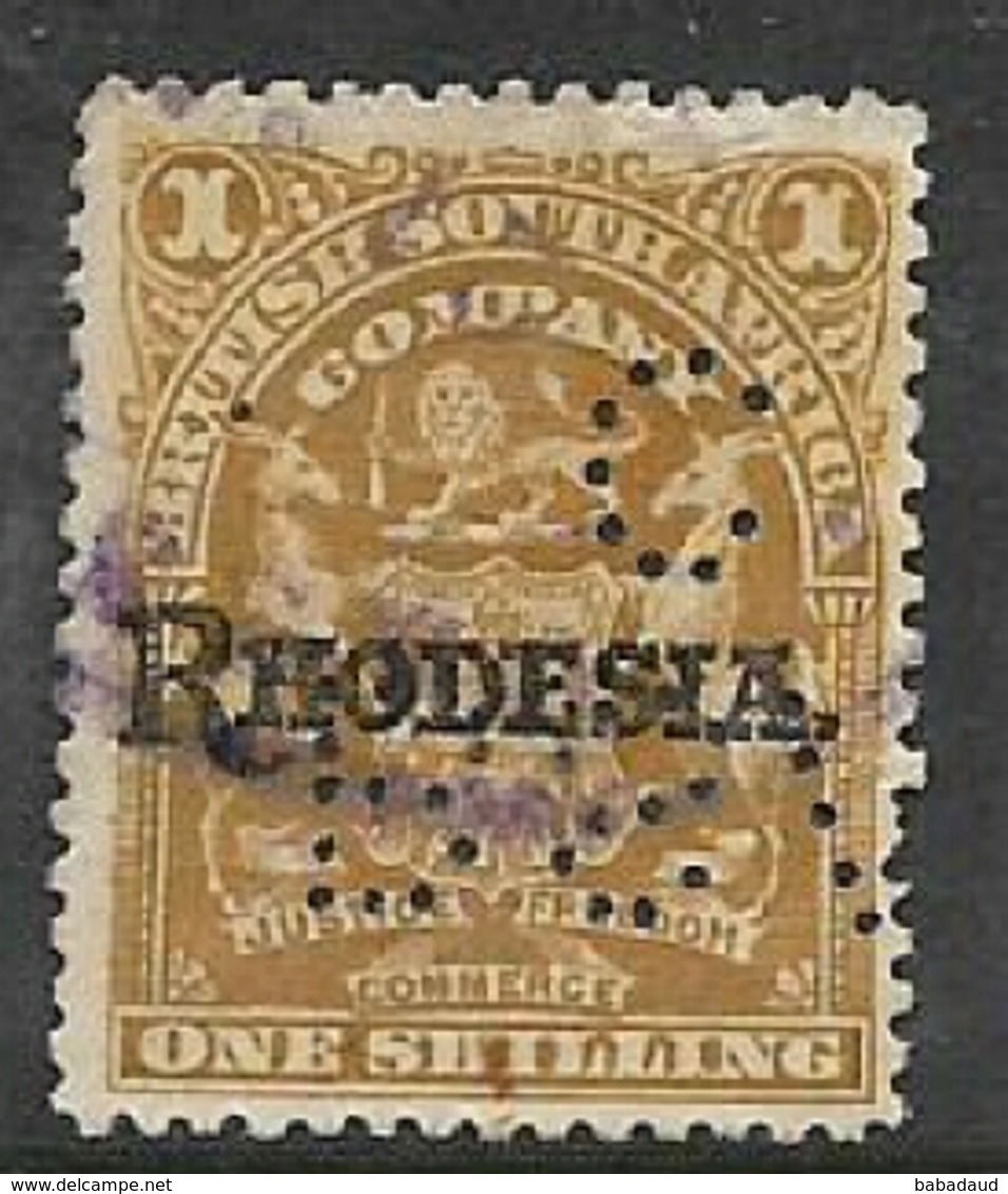 Sourthern Rhodesia, BSAC,  1909, Rhodesian Opt On BSAC, 1/=, Fiscally Used BSA / C Perfin, Used - Southern Rhodesia (...-1964)