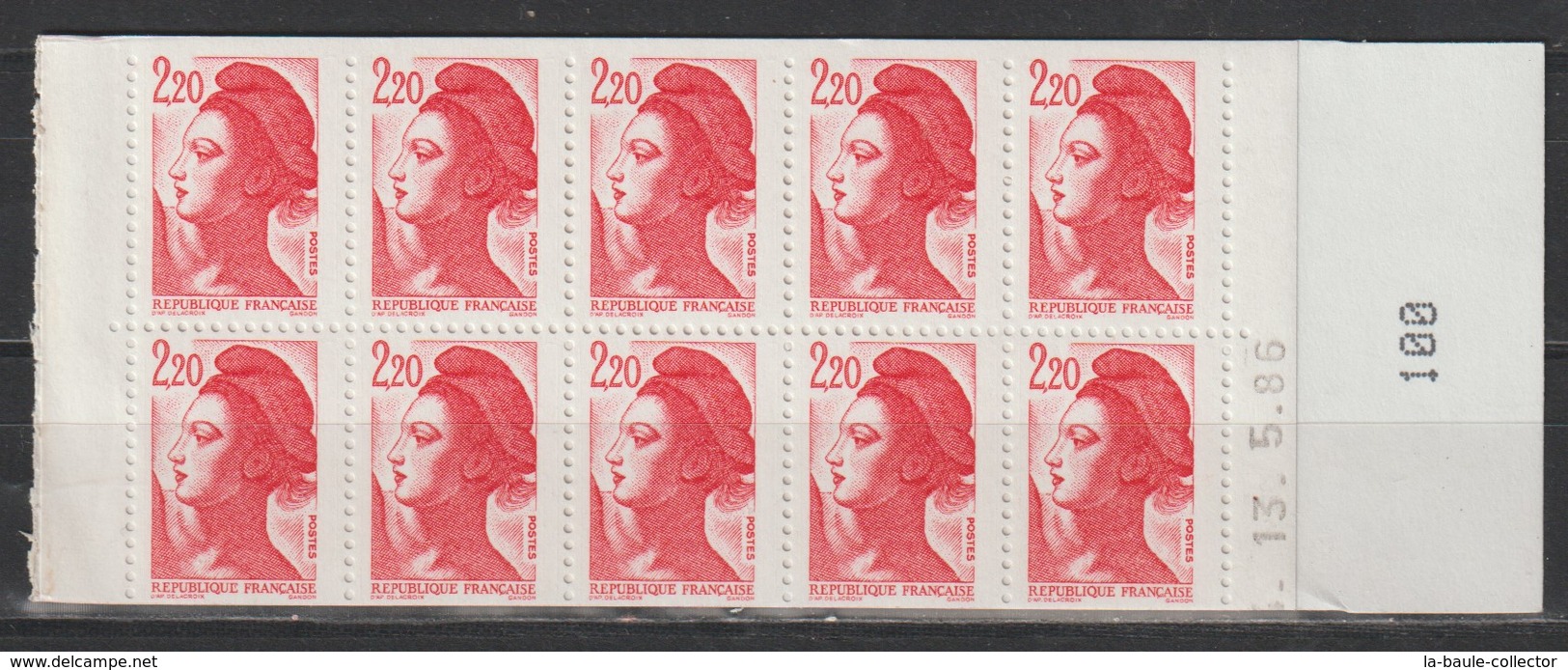 YT 2427-C1 ** 2,20F Liberté, Carnet Avec N° 100, Daté 13.05.86 - 1982-1990 Liberté De Gandon