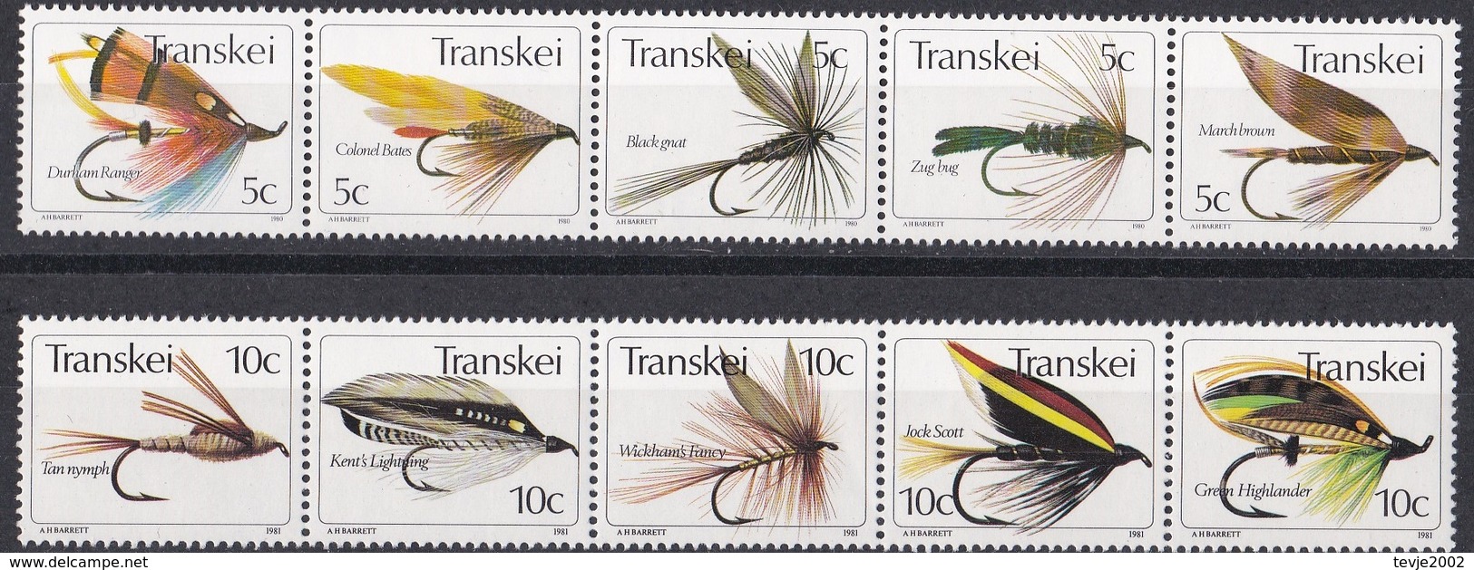 Wib_ Transkei - Mi.Nr. 65- 69 + 83 - 87 - Postfrisch MNH - Tiere Animals Insekten Insects Angeln Fischen Fishing - Transkei