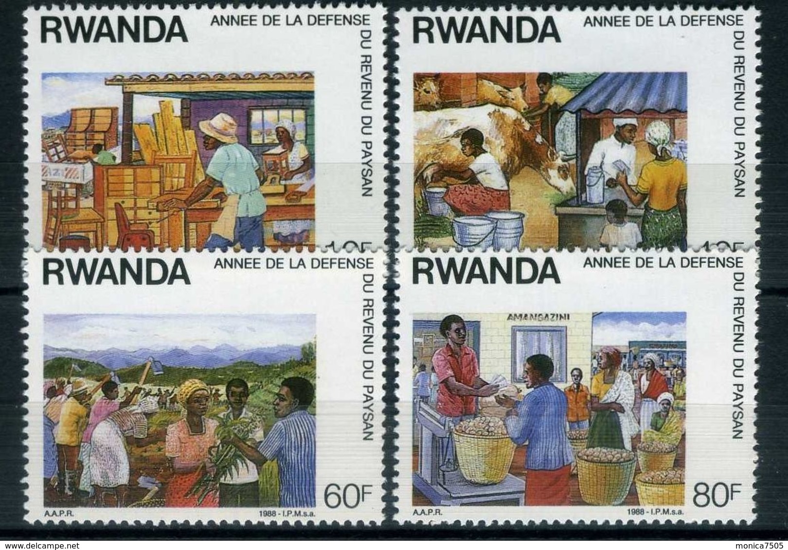 RWANDA ( POSTE ) Y&T  N°  1255/1258  TIMBRES  NEUFS  SANS  TRACE  DE  CHARNIERE . - Neufs