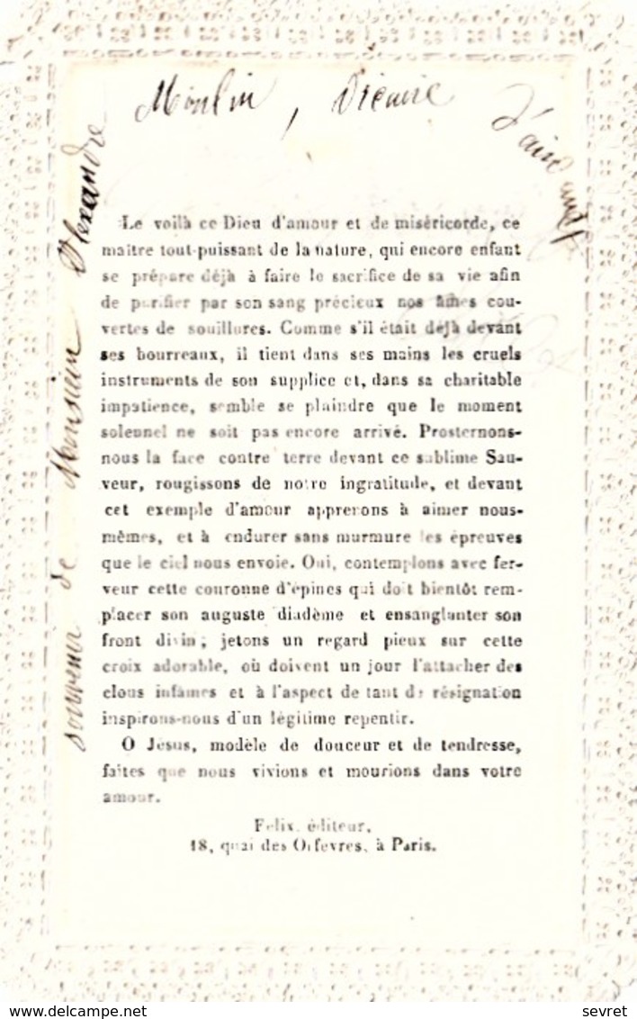 IMAGES PIEUSES . Il Est Né Le Roi Des Anges   Superbe Image     Dentelle Canivet   Format 11.8x 7.8 - Religion & Esotericism