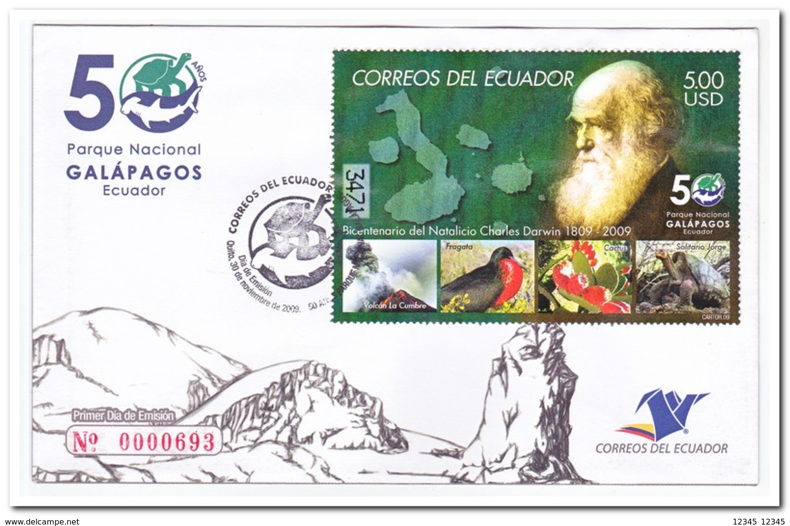 Ecuador 2009, Envelope, Charles Darwin - Altri & Non Classificati