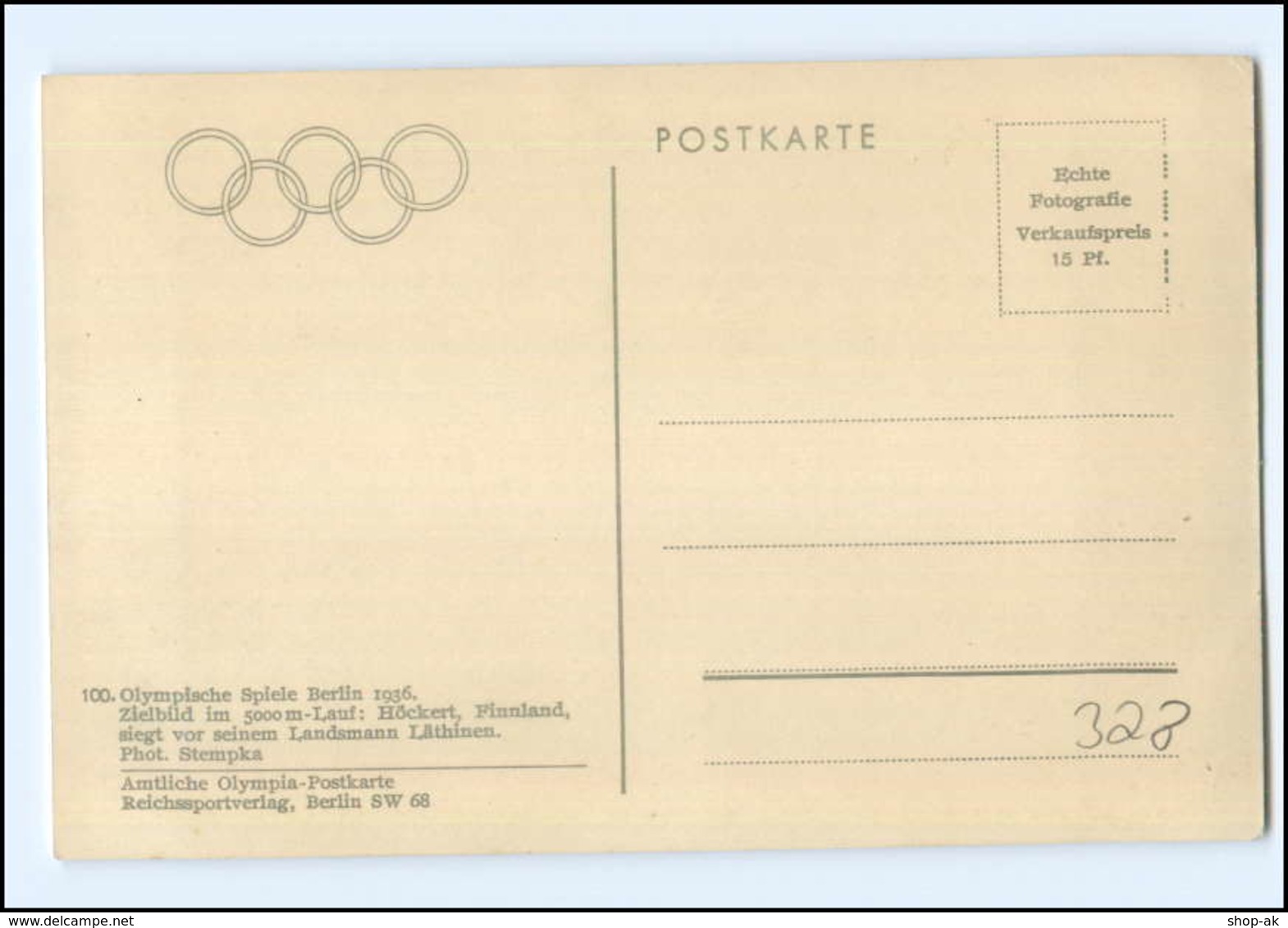 XX002152/ Olympiade 1936 Berlin Höckert 5000m-Lauf Foto AK - Olympic Games