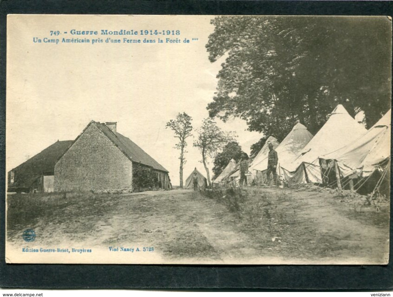 CPA - Guerre Mondiale 1914-1918 - Un Camp Américain Près D'une Ferme Dans La Forêt De***, Animé - Guerre 1914-18