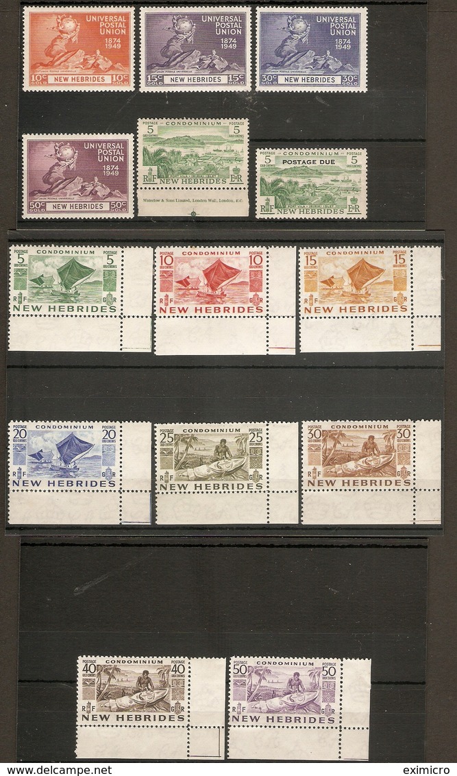 NEW HEBRIDES 1949 - 1957 UNMOUNTED MINT/MOUNTED MINT COLLECTION Cat £10 - Unused Stamps
