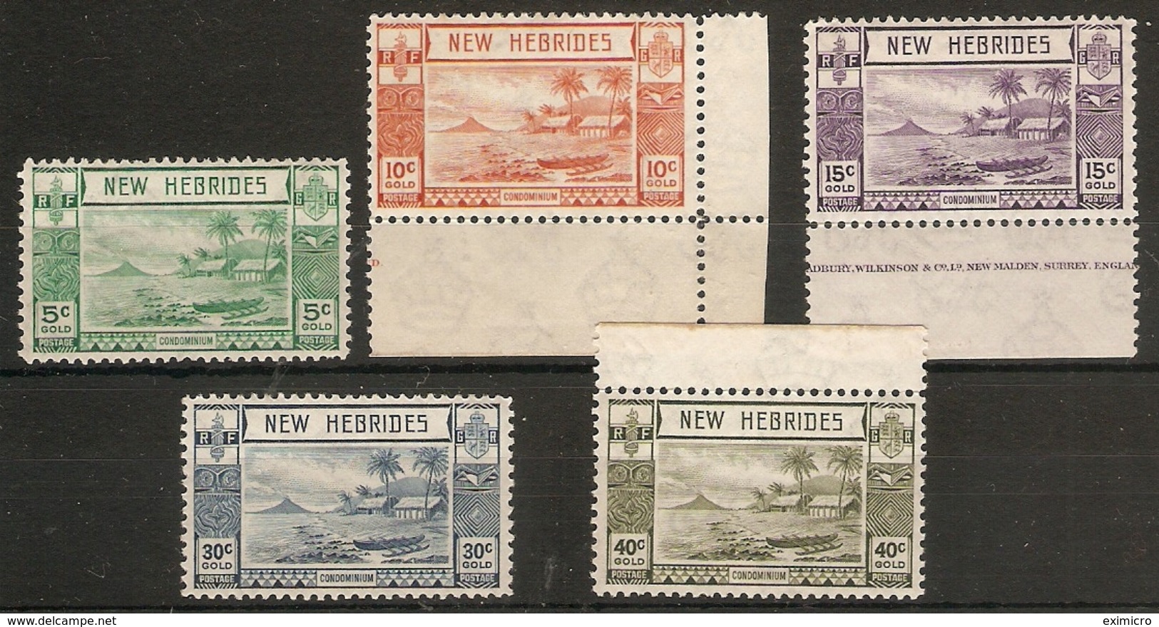 NEW HEBRIDES 1938 VALUES TO 40c SG 52/54, 57, 58 UNMOUNTED MINT/VERY LIGHTLY MOUNTED MINT Cat £18.50 - Unused Stamps