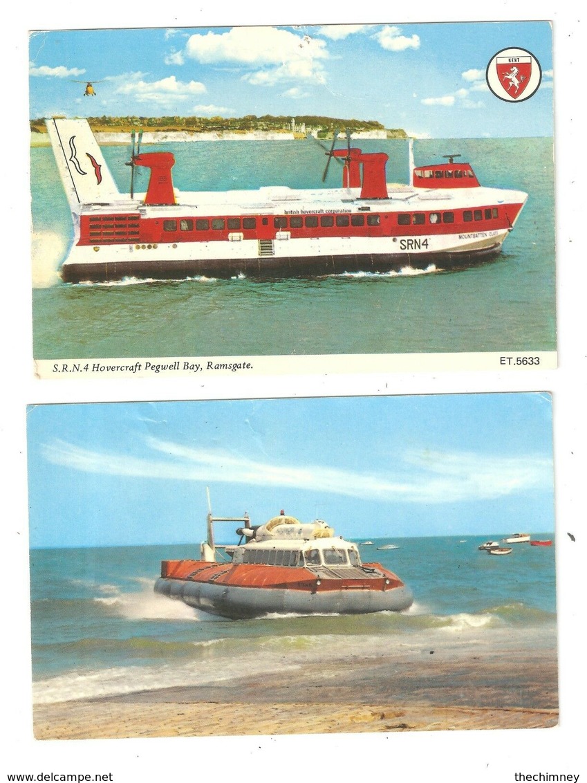 TWO HOVERCRAFT POSTCARDS S.R.N. 4 & S.R.N.6 ONE AT PEGWELL RAMSGATE - Otros & Sin Clasificación