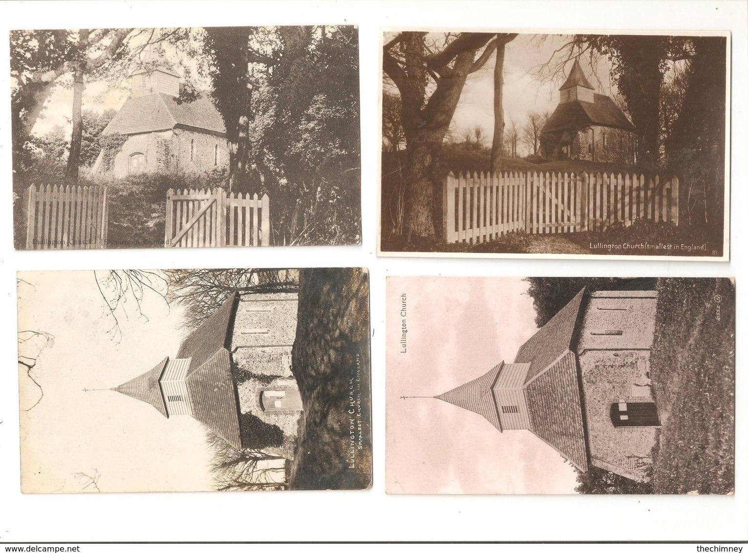 FOUR OLD POSTCARDS OF LULLINGTON CHURCH SMALLEST CHURCH IN ENGLAND Nr LEWES & ALFRISTON - Other & Unclassified