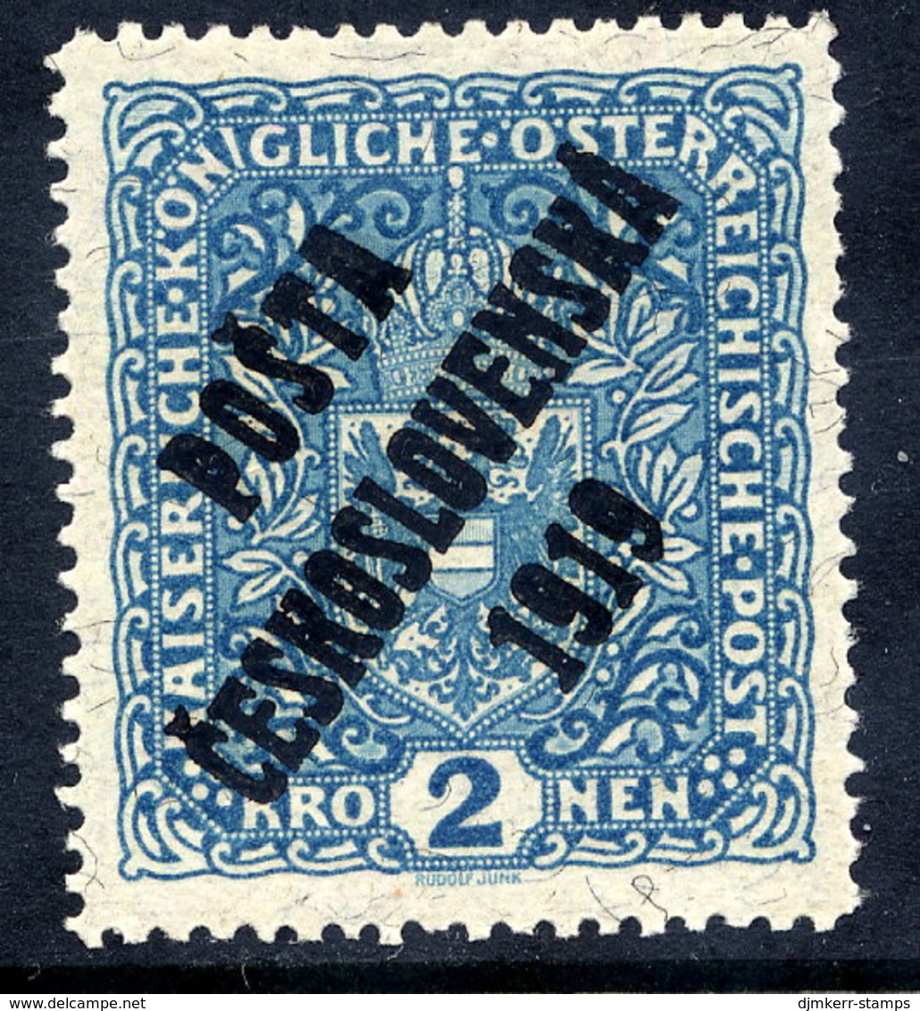 CZECHOSLOVAKIA 1919  Overprint On 2 Kr. Granite Paper, MNH / **.  Expertised.  Michel 59 - Nuovi