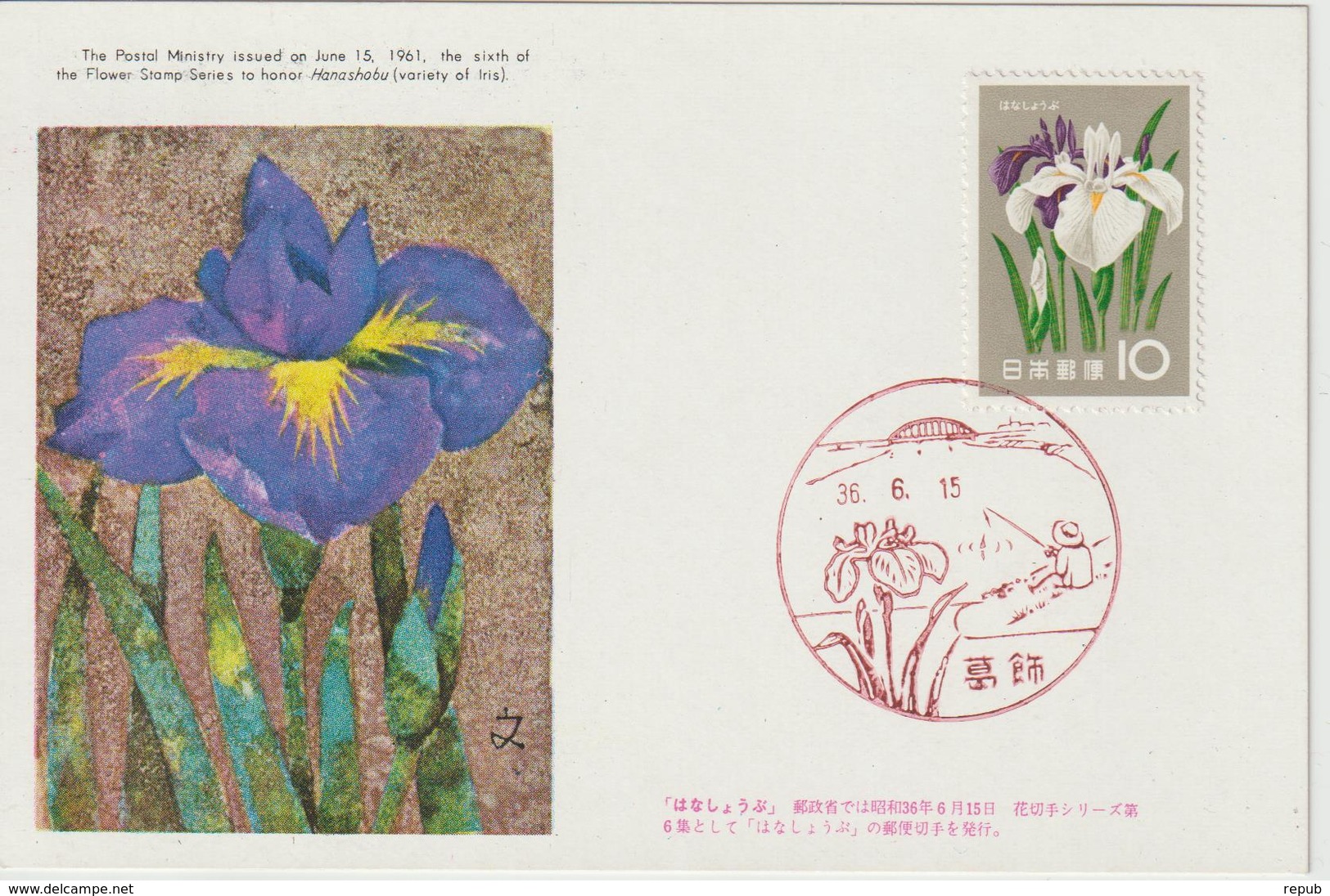 Carte Maximum Japon 1961 Série Fleurs Iris 669 - Cartoline Maximum