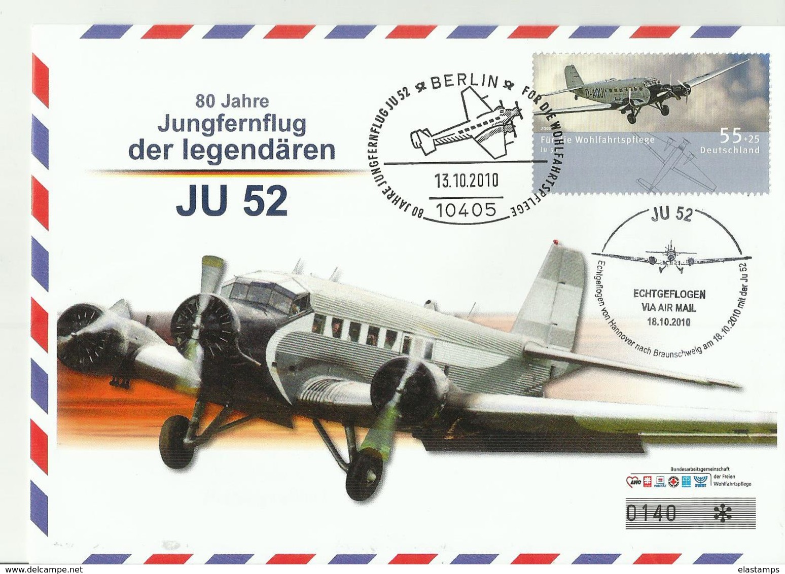 BDR CV 2010 JU-52 FLUGZUGE NR140 - Covers & Documents