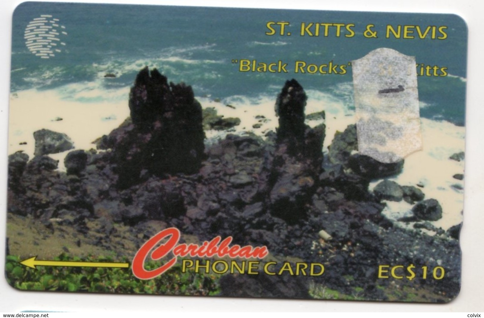 SAINT KITTS & NEVIS REF MV CARDS STK-15B Année 1995 10EC$ 15CSK BLACK ROCKS - Saint Kitts & Nevis