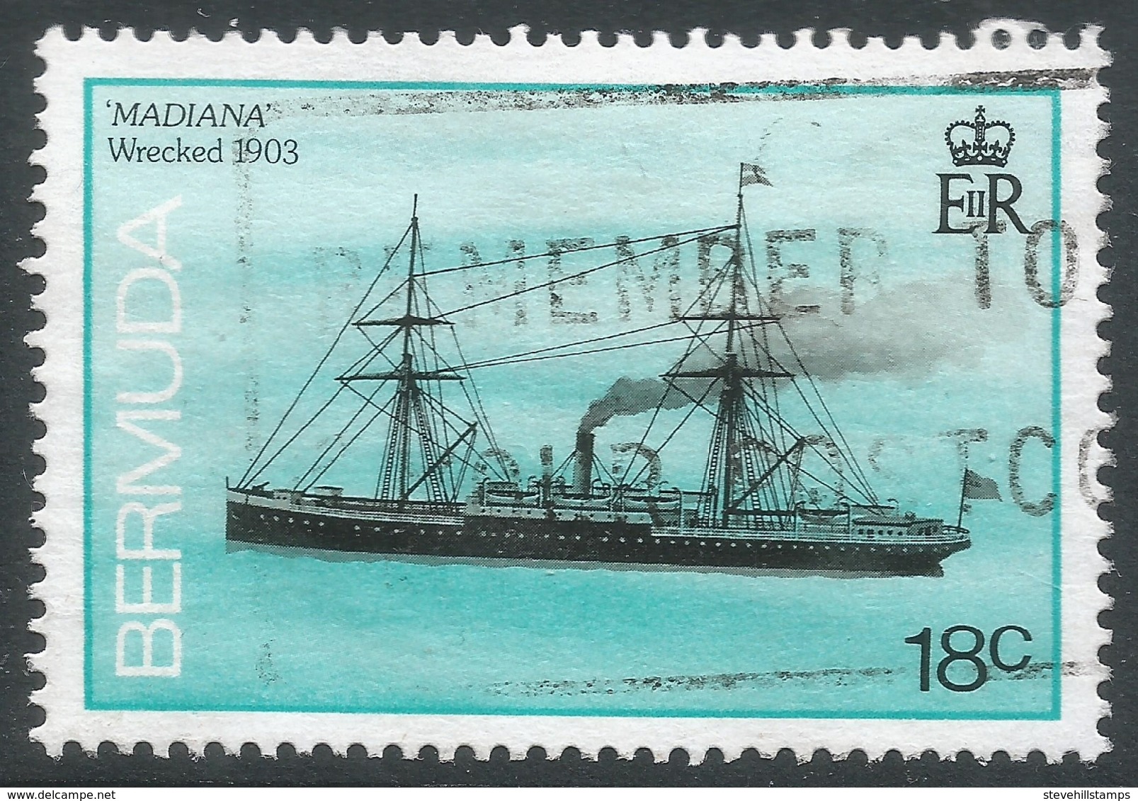 Bermuda. 1986 Ships Wrecked On Bermuda. 18c Used. SG 512cA - Bermuda