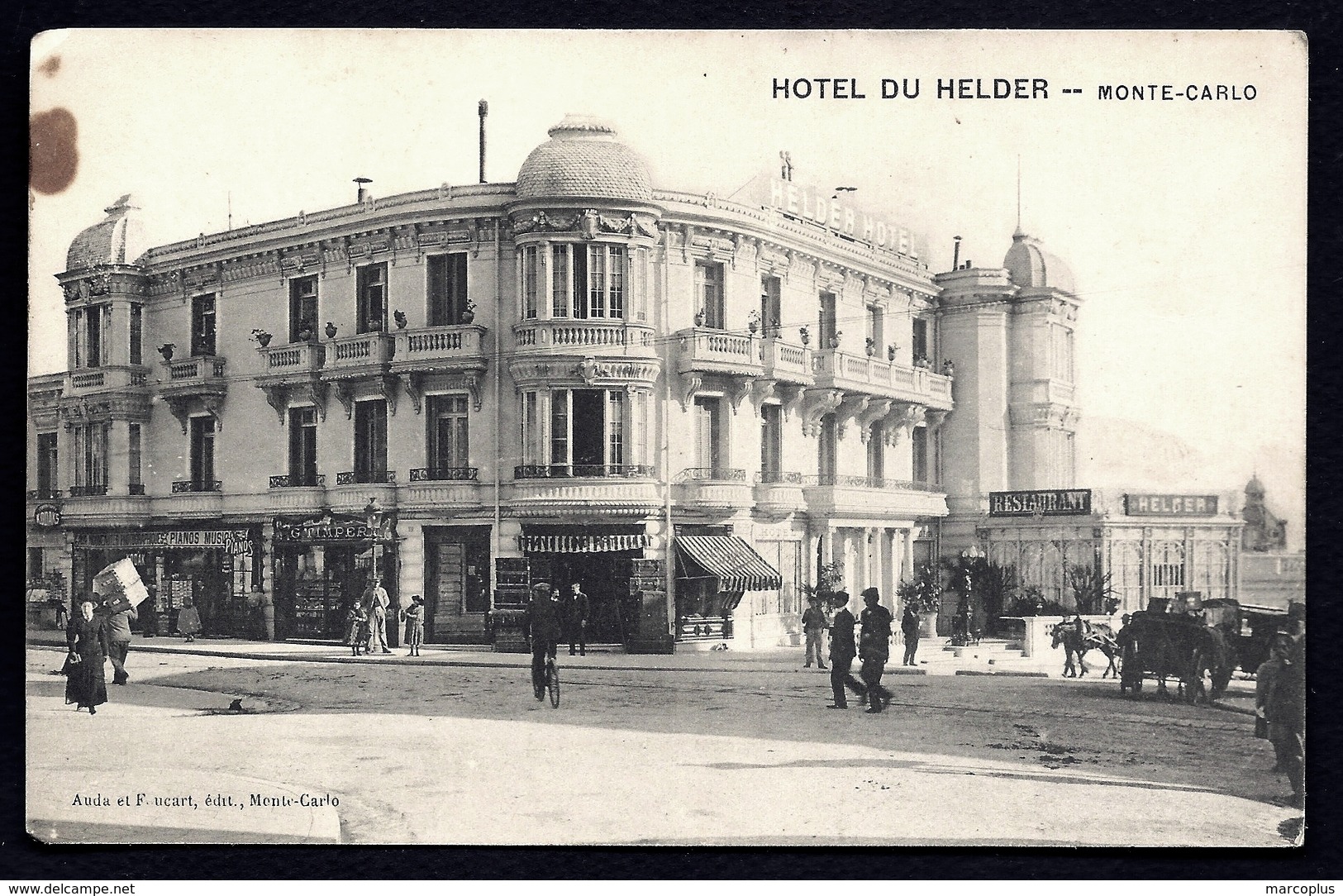 FR1- CPA ANCIENNE- MONACO- HOTEL DU HELDER A MONTE CARLO- TRES GROS PLAN-  BELLE ANIMATION- COMMERCES - Monte-Carlo