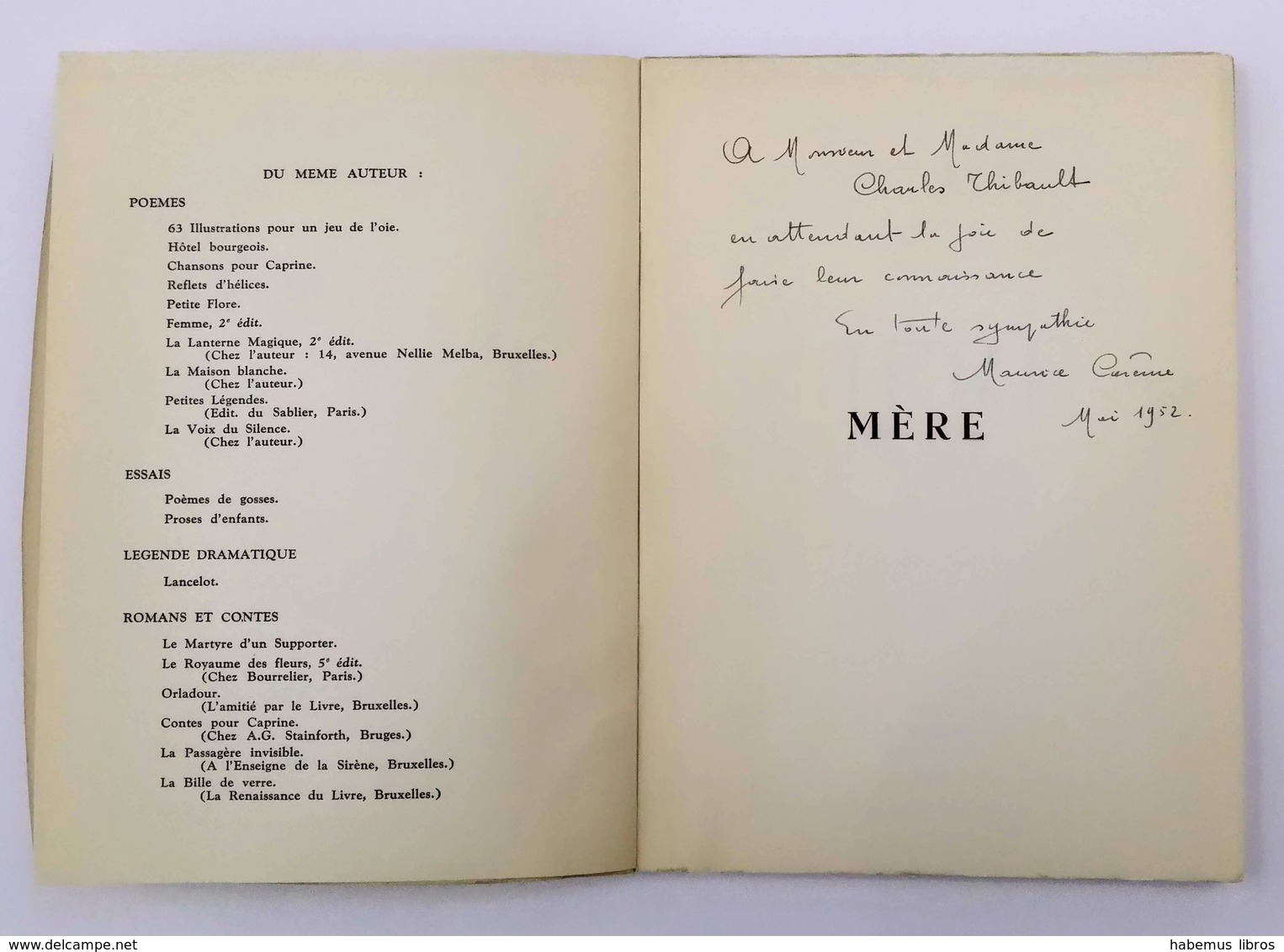 Mère / Maurice Carême. - 6e éd. - Bruxelles, 1952 - Auteurs Français