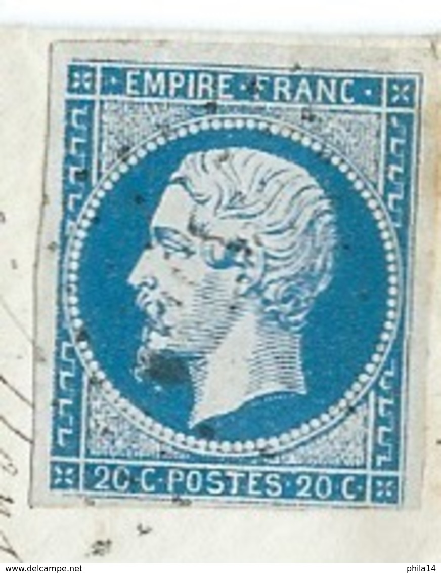 N° 14 BLEU NAPOLEON SUR LETTRE / LIVAROT POUR TOULOUSE  / 11 NOV 1859 - 1849-1876: Classic Period