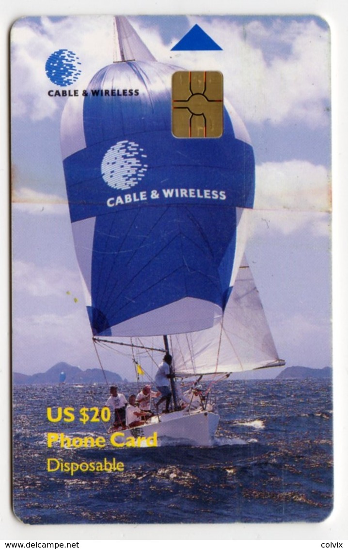 ILES VIERGES BRITANNIQUE CARAIBES CABLE & WIRELESS REF MVCARDS BVI-C2  20$ C & W SAILING BOAT - Vierges (îles)