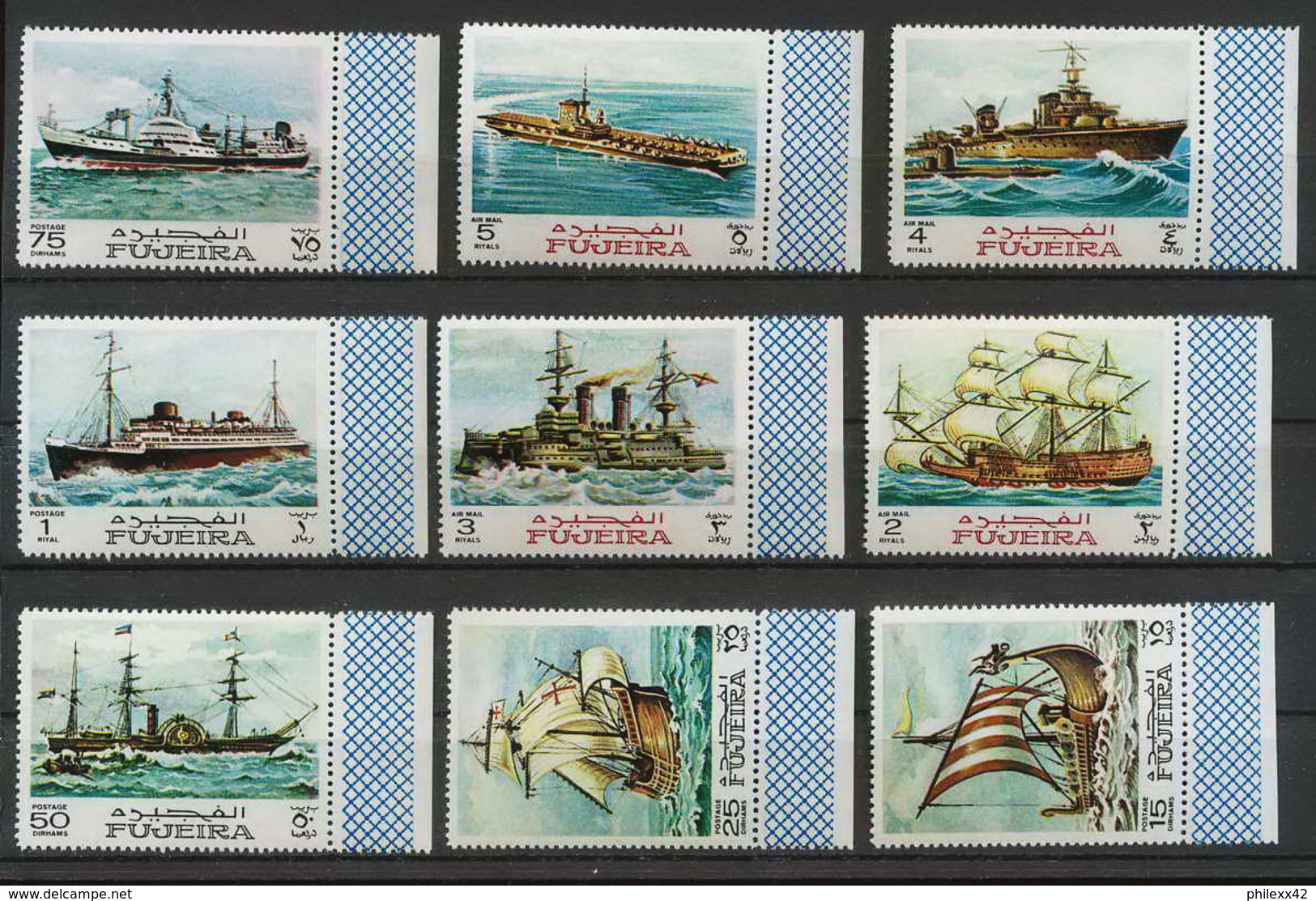 357i - Fujeira MNH ** Mi N° 234 / 242 A History Of Seafaring Bateau (bateaux Ship Ships) Bord De Feuille Cote 12 Euros - Ships