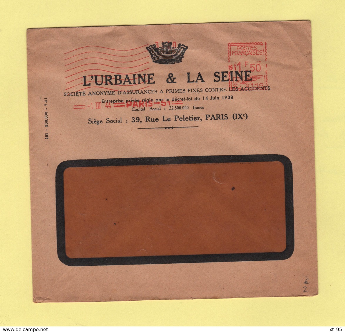 EMA - Machine C - L'urbaine Et La Seine - 1944 - EMA (Empreintes Machines à Affranchir)