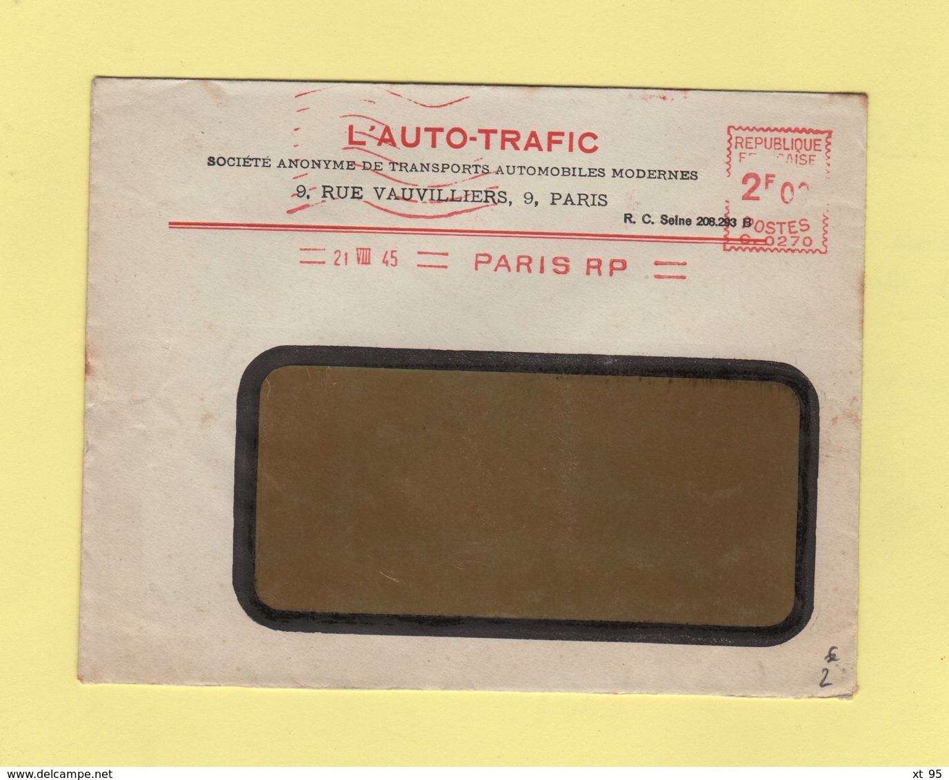 EMA - Machine C - L'auto Trafic - 1945 - EMA (Empreintes Machines à Affranchir)