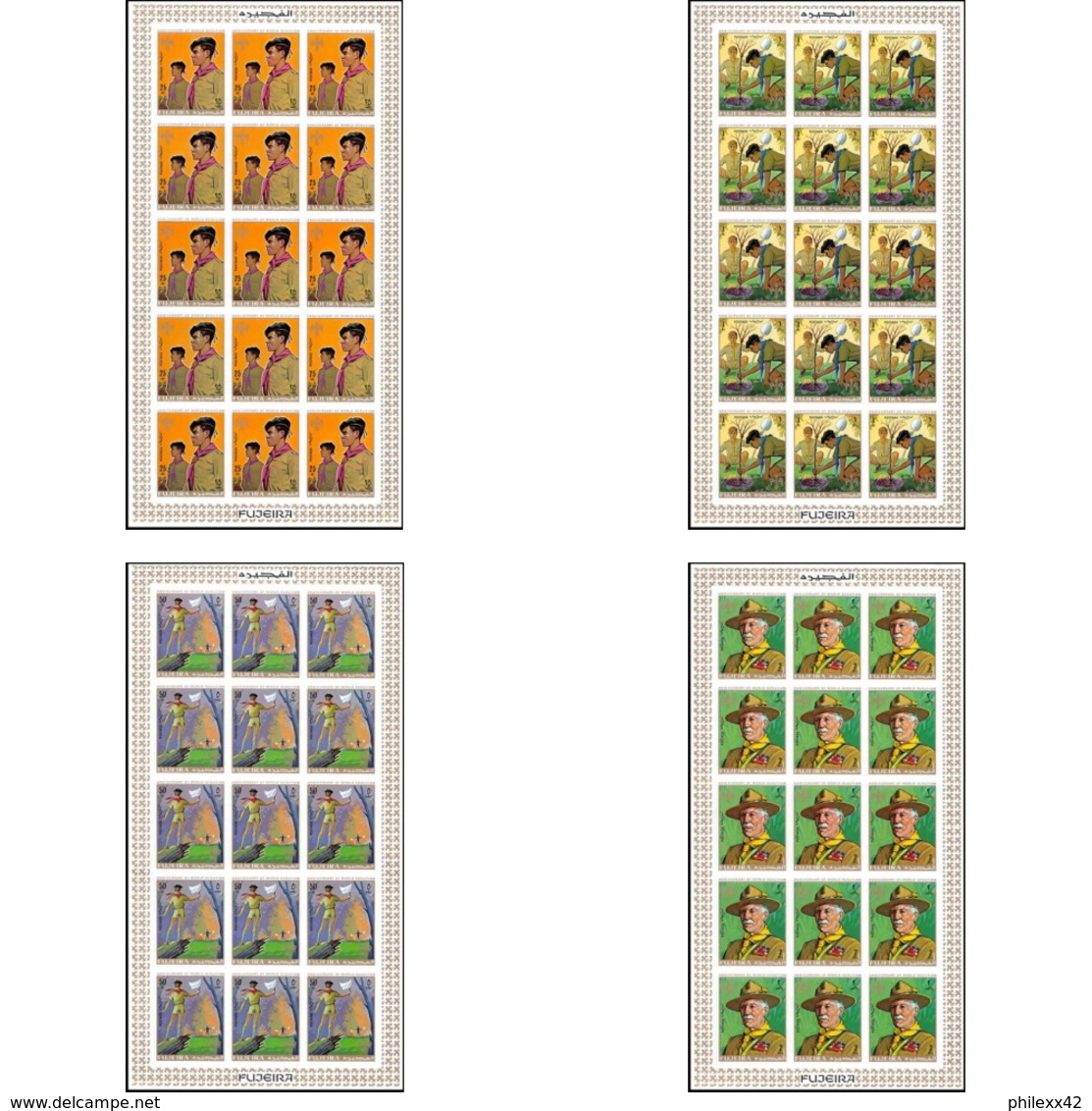 401g Fujeira MNH ** Mi N° 513 / 516 B Scout (Pfadfinder Scouting Jamboree Scouts) Non Dentelé (imperforate) Feuilles She - Fujeira