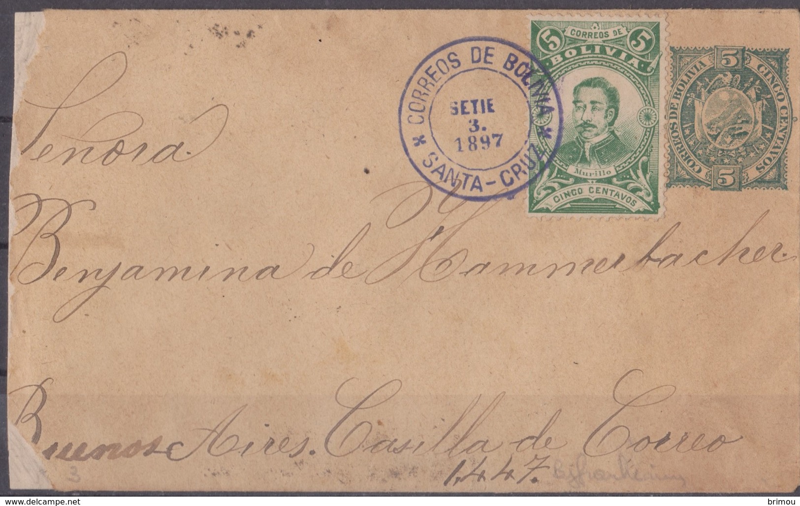 Bolivie, Bolivia Lettre Entier Postal 1897 Scan R/V. - Bolivia