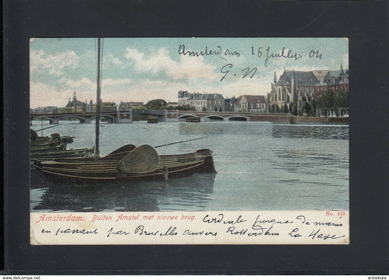 OUDE ZICHTKAART AMSTERDAM - BUITEN AMSTEL MET NIEUWE BRUG  1904 - Amsterdam