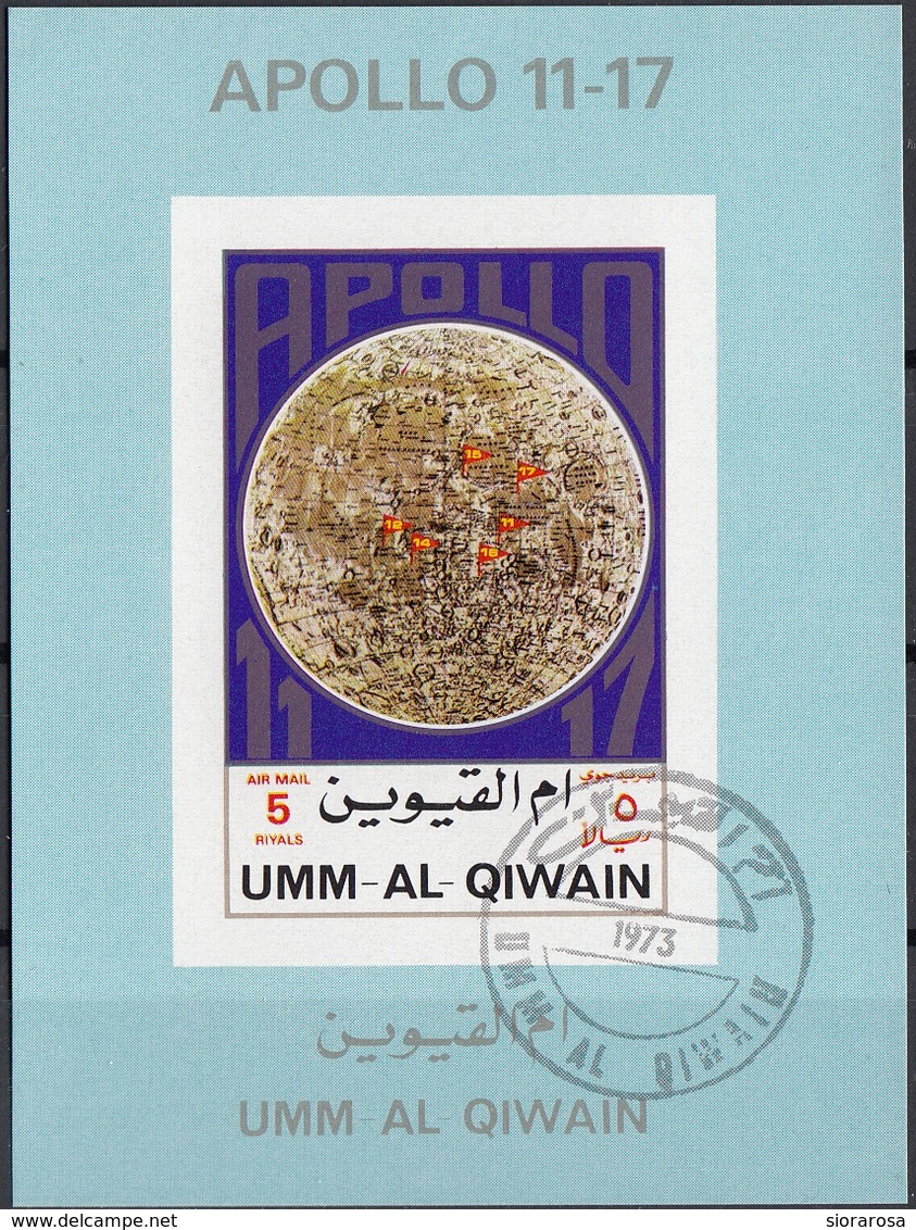 Umm Al Qiwain 1973 Mi. 922/929 Space Luna Moon Lotto 8 Sheets Apollo 11-12-13-14-15-16-17 Imperf. CTO - Umm Al-Qiwain