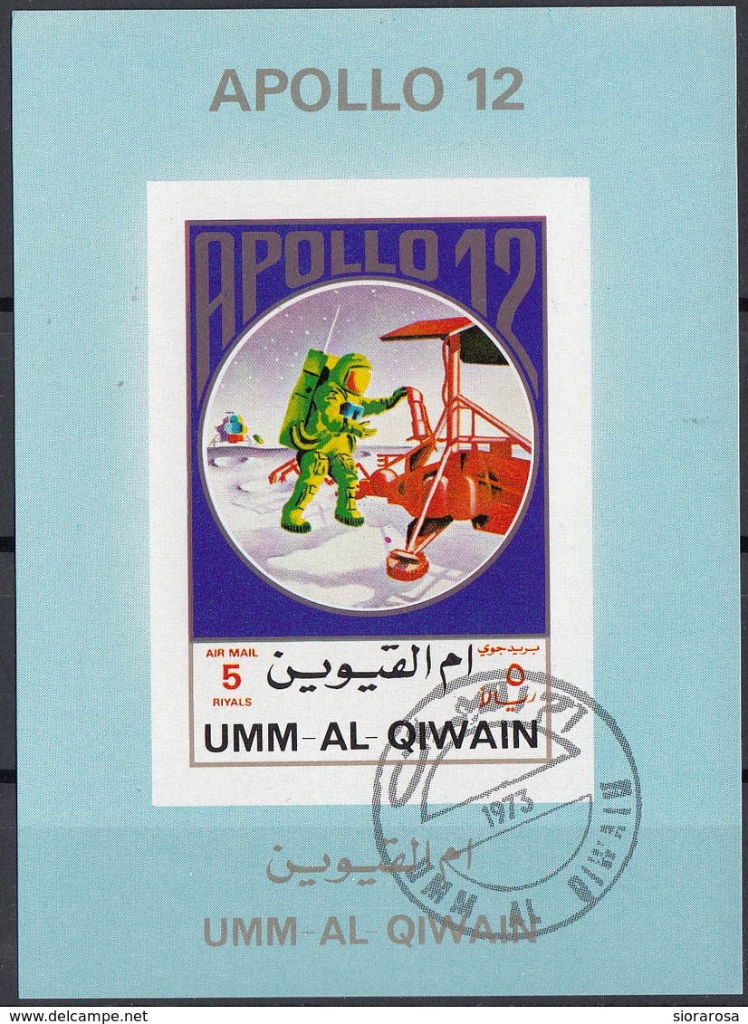 Umm Al Qiwain 1973 Mi. 922/929 Space Luna Moon Lotto 8 Sheets Apollo 11-12-13-14-15-16-17 Imperf. CTO - Umm Al-Qiwain
