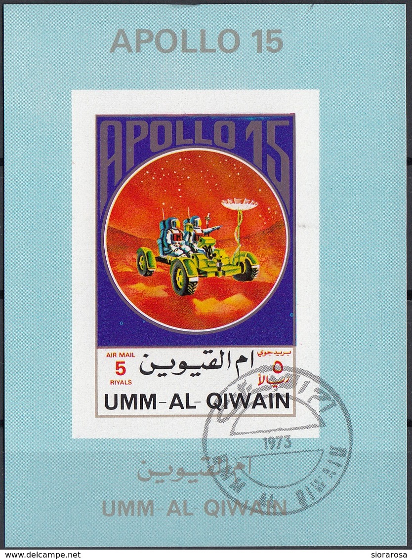 Umm al Qiwain 1973 Mi. 922/929 Space Luna Moon Lotto 8 Sheets Apollo 11-12-13-14-15-16-17 Imperf. CTO