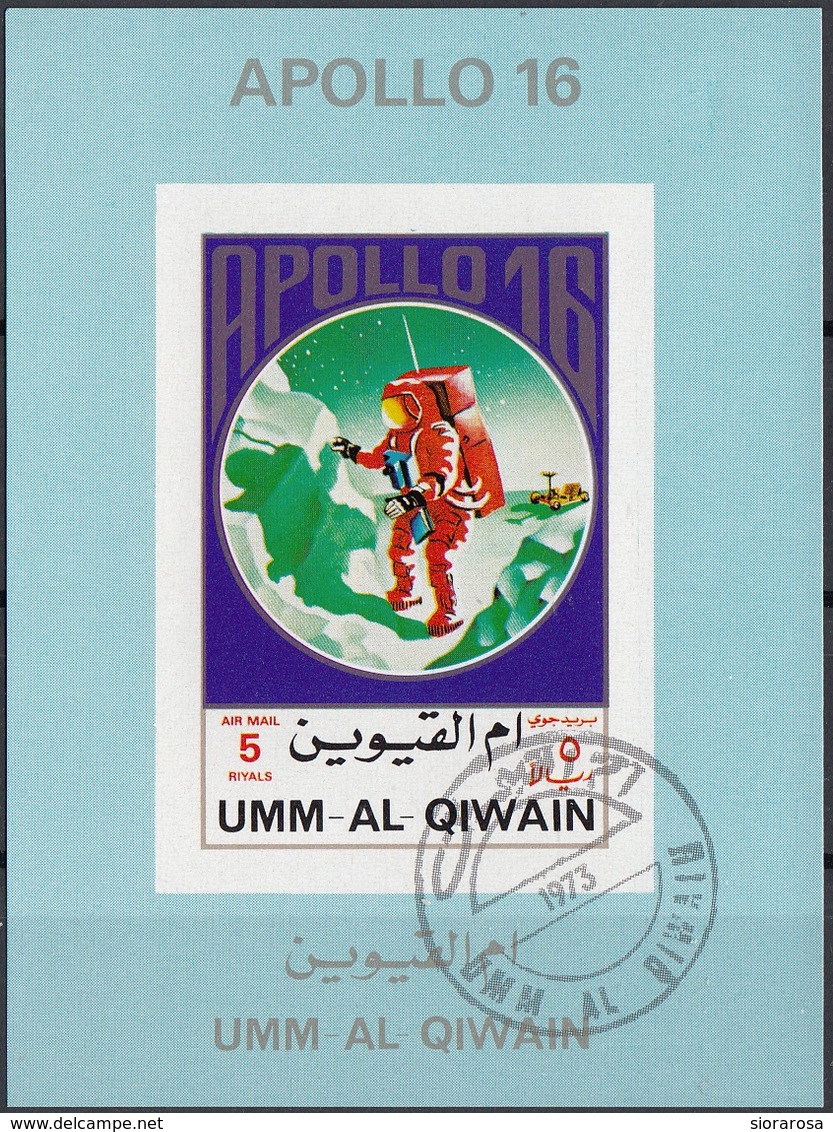 Umm al Qiwain 1973 Mi. 922/929 Space Luna Moon Lotto 8 Sheets Apollo 11-12-13-14-15-16-17 Imperf. CTO