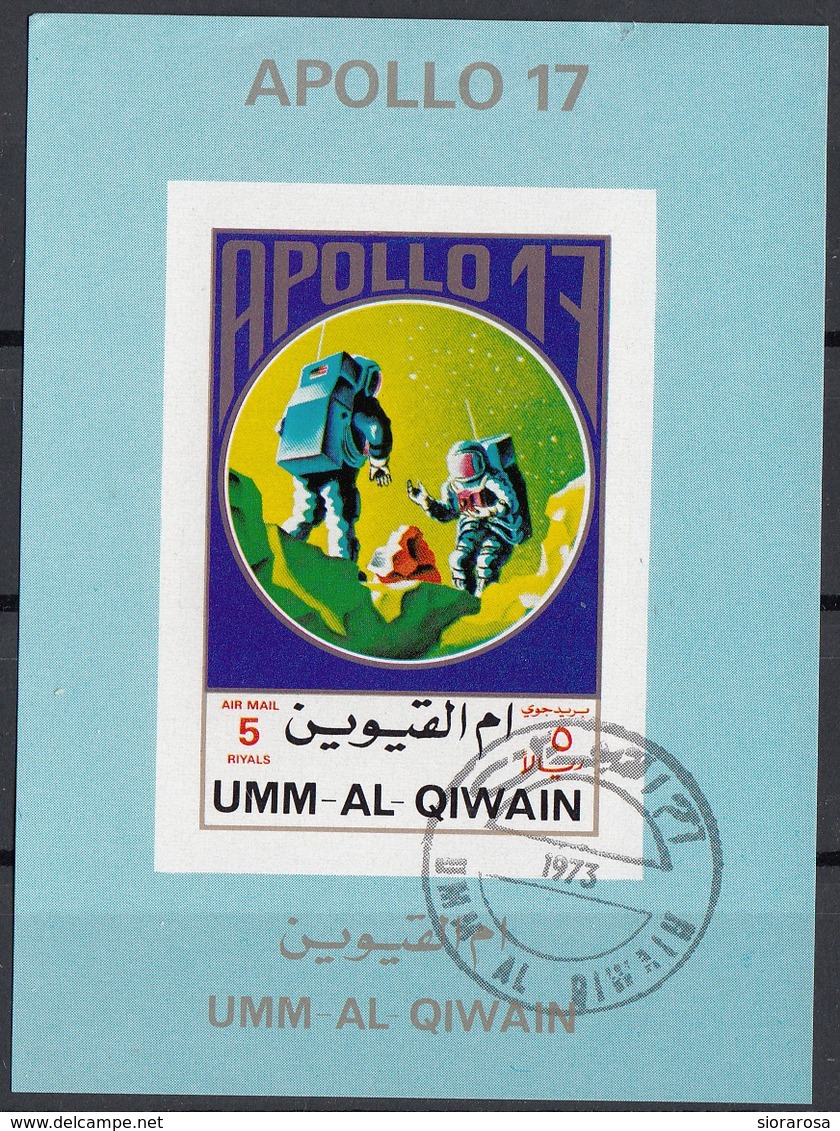 Umm al Qiwain 1973 Mi. 922/929 Space Luna Moon Lotto 8 Sheets Apollo 11-12-13-14-15-16-17 Imperf. CTO