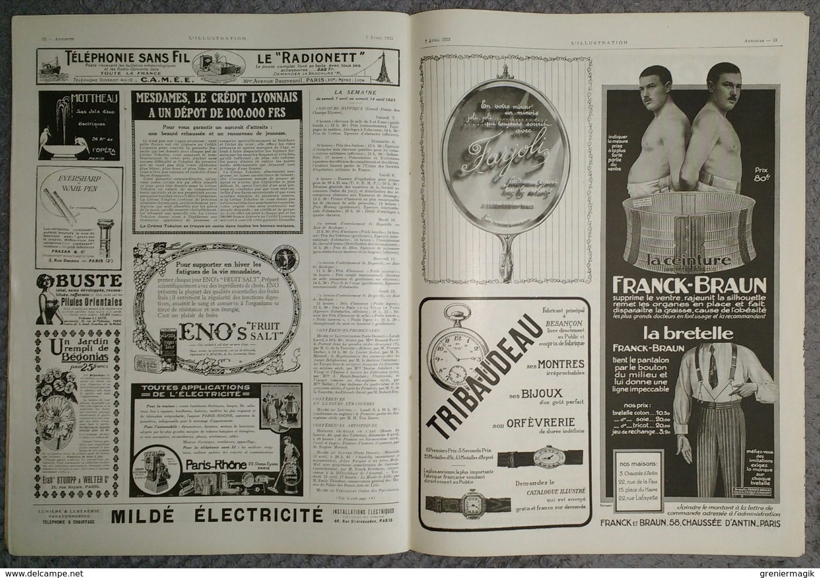 L'Illustration 4179 7 avril 1923 Funérailles de Sarah Bernhardt/Mort du général Maunoury/Castellorizo/Rugby/Ruhr